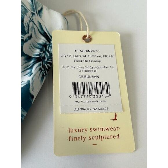 Artesands Fleur Du Champ Monet Soft Cup Bikini Top Twist Front Floral Blue 12 - Picture 3 of 8